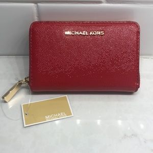 Michael Kors Pebbled Leather Zip Around Card Case